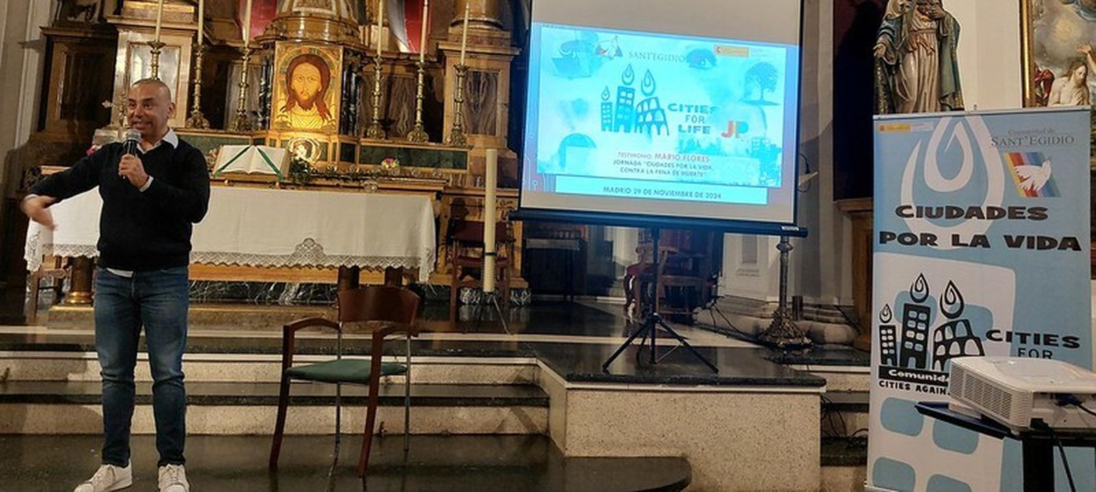 Testimonio de Flores en la jornada contra la pena de muerte en Sant'Egidio