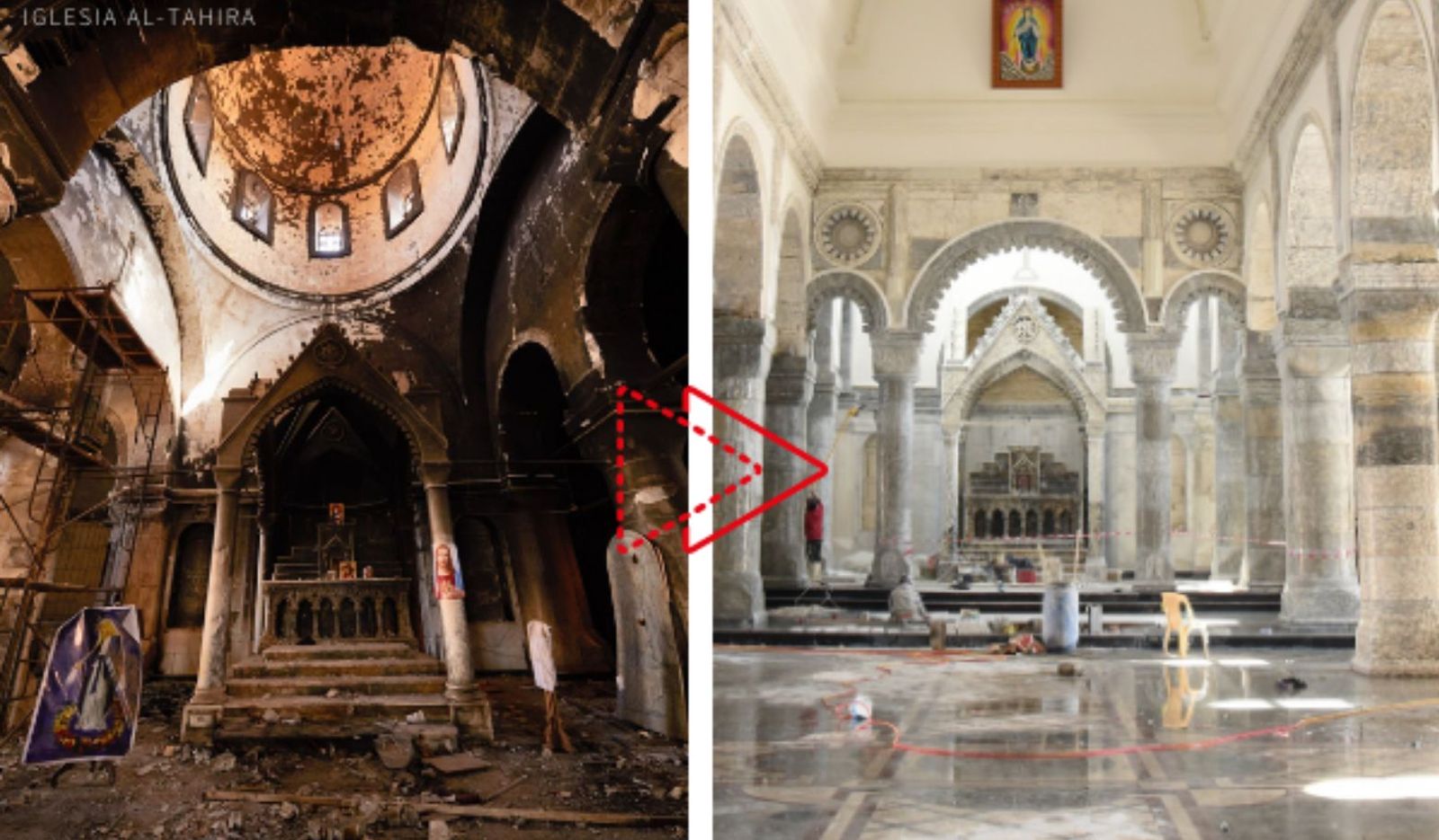 Iglesia de la Concepción antes y después