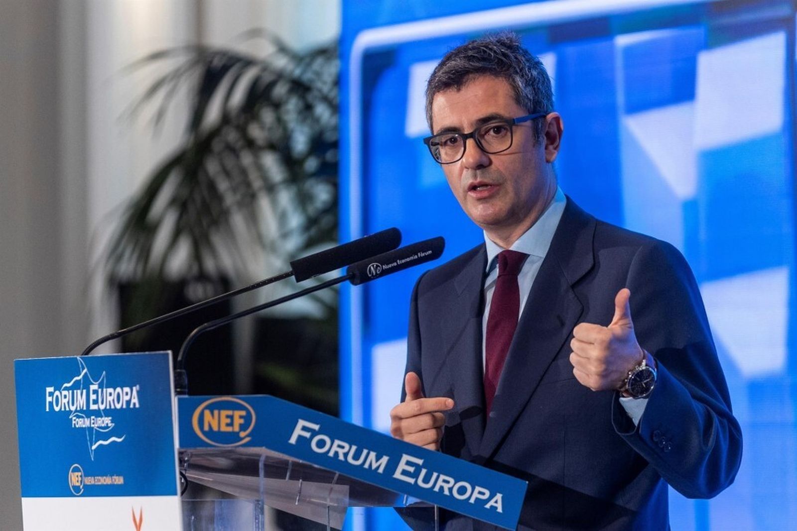 Félix Bolaños, durante el desayuno en el Nueva Economía Forum