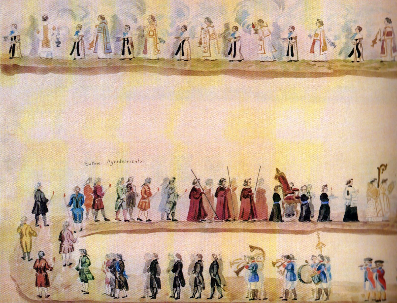 Acuarela de la procesión de Corpus. Tarín.