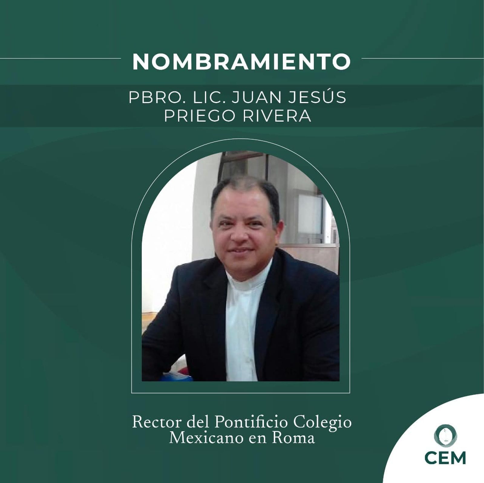 Juan Jesús Priego Rivera: nuevo Rector del Colegio Mexicano en Roma