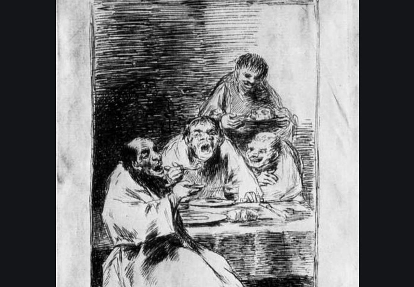 Goya. Dibujo preparatorio para grabado 'Están calientes'