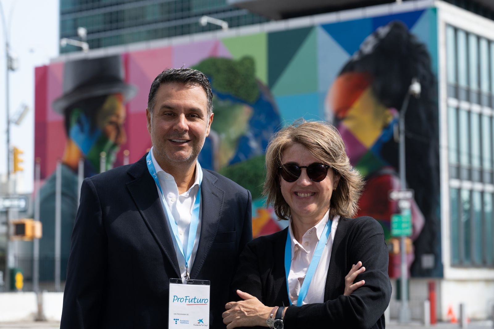 Magdalena Brier y Xavier Bertolín, directores generales de ProFuturo, en la sede de la ONU en NY