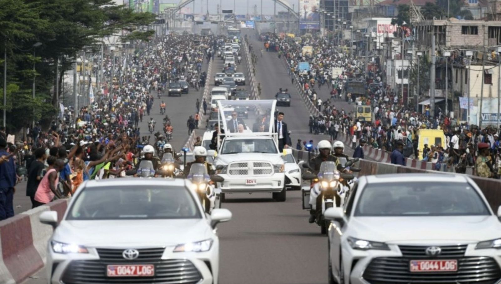 Francisco, a su llegada a Kinshasa