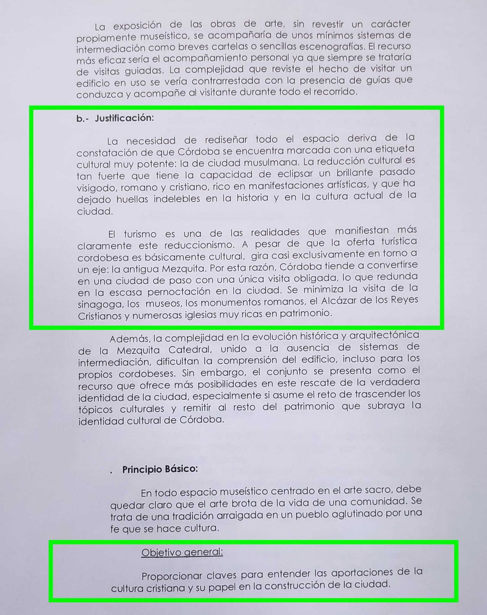 Documento del Obispado sobre la mezquita de Córdoba