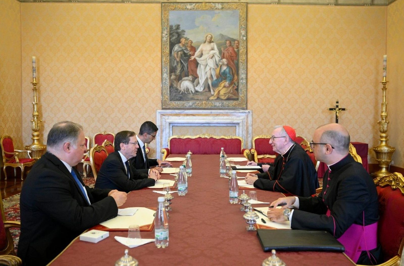El presidente de Israel, Isaac Herzog, en su encuentro con el cardenal Parolin