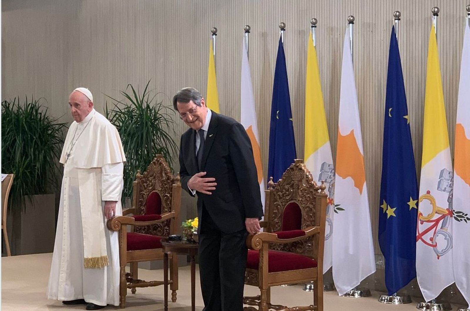 El Papa y el presidente de Chipre