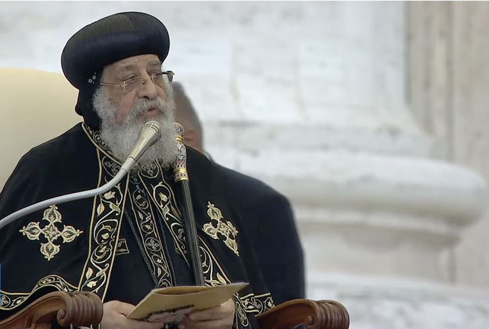 Tawadros durante su saludo