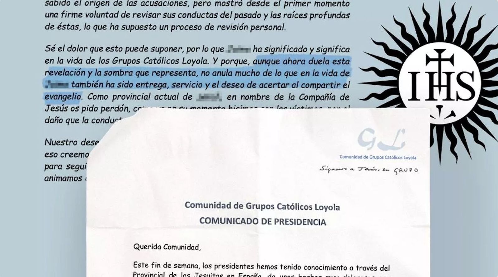 Carta de los jesuitas en la que admite abusos de un religioso