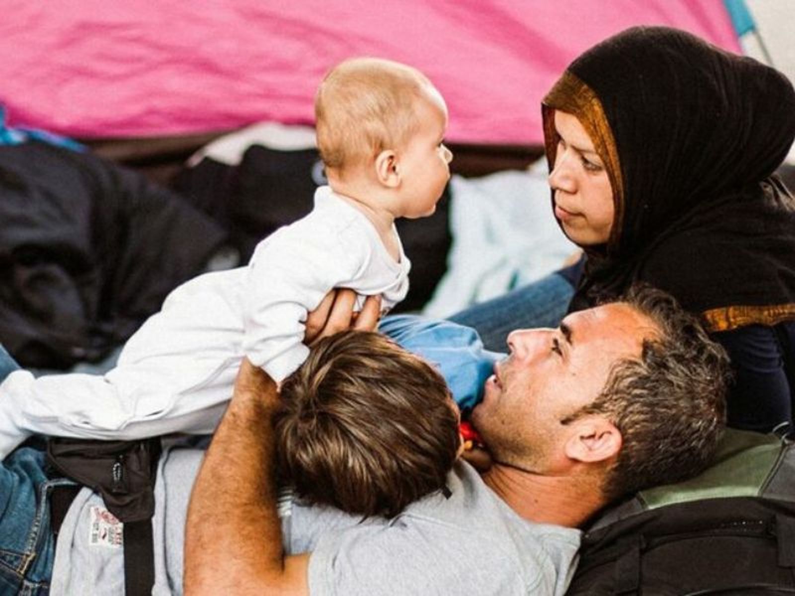 Una familia de refugiados